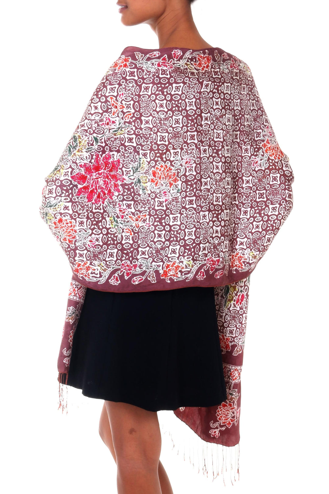 Handmade Batik Silk Shawl - Chrysanthemums