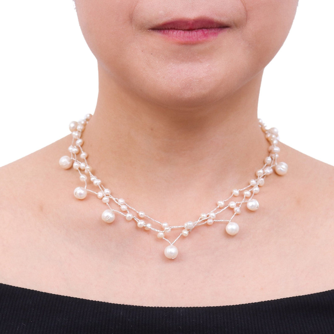 Artisan Crafted Pearl Choker - Moonlight Glow