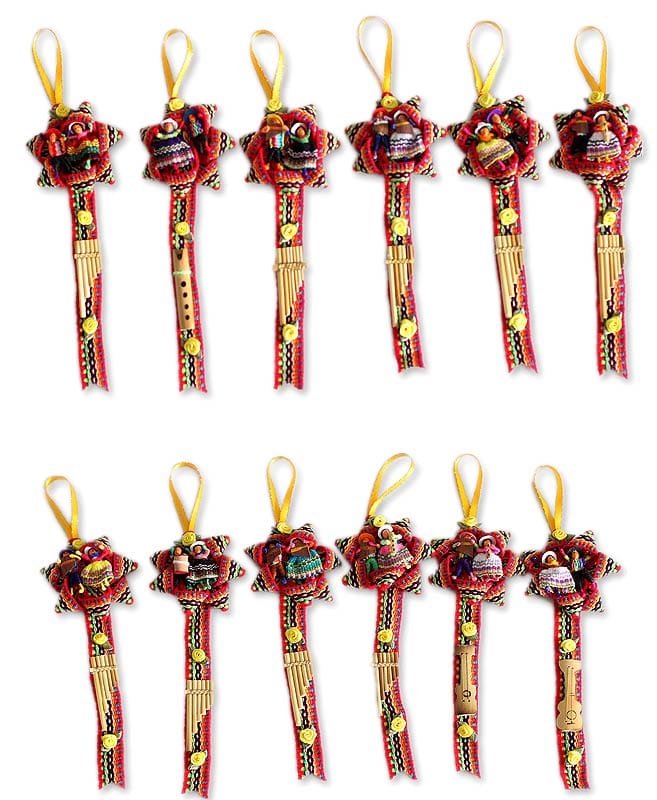 Christmas Cotton Red Holiday Ornaments (Set of 12) - Red Christmas Carol