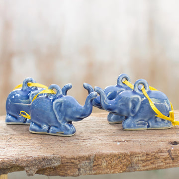 Blue Holiday Elephants