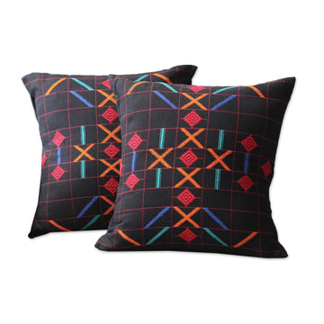 Hand Crafted Cotton Cushion Covers (Pair) - Mystical Algorithm