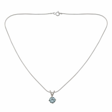 Sterling Silver and Blue Topaz Necklace from India - Blue Lagoon