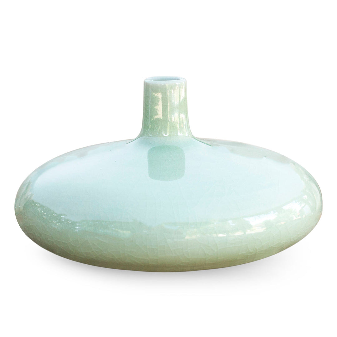 Celadon Ceramic Vase from Thailand - Classic Green