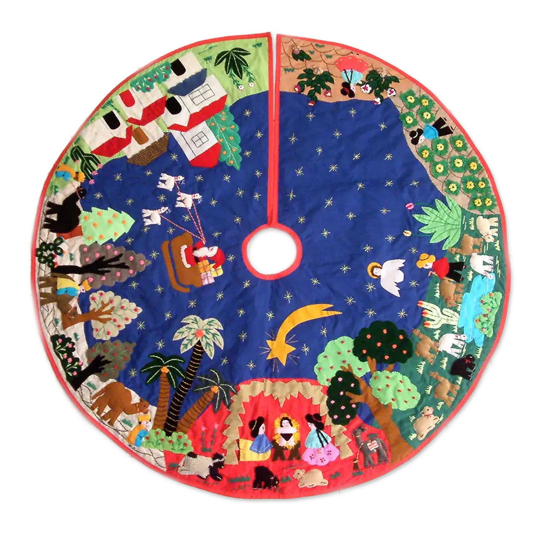 Unique Applique Christmas Tree Skirt - In Bethlehem
