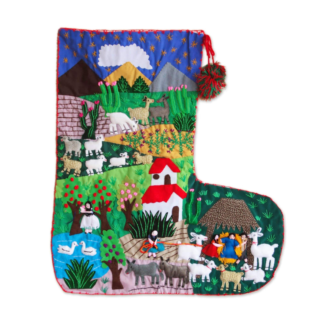 Applique Christmas stocking - Manger in Peru