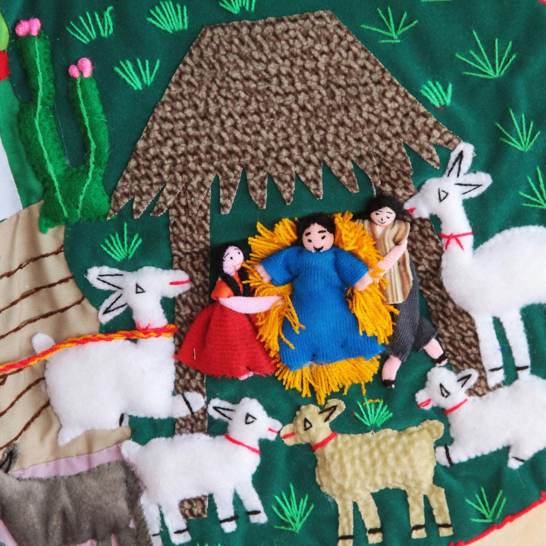 Applique Christmas stocking - Manger in Peru