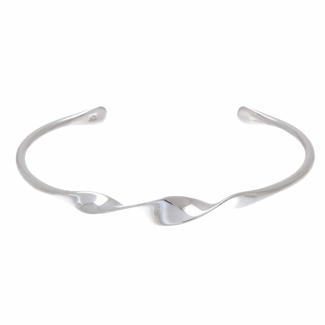 Handmade Modern Sterling Silver Cuff Bracelet - Ribbon Twist