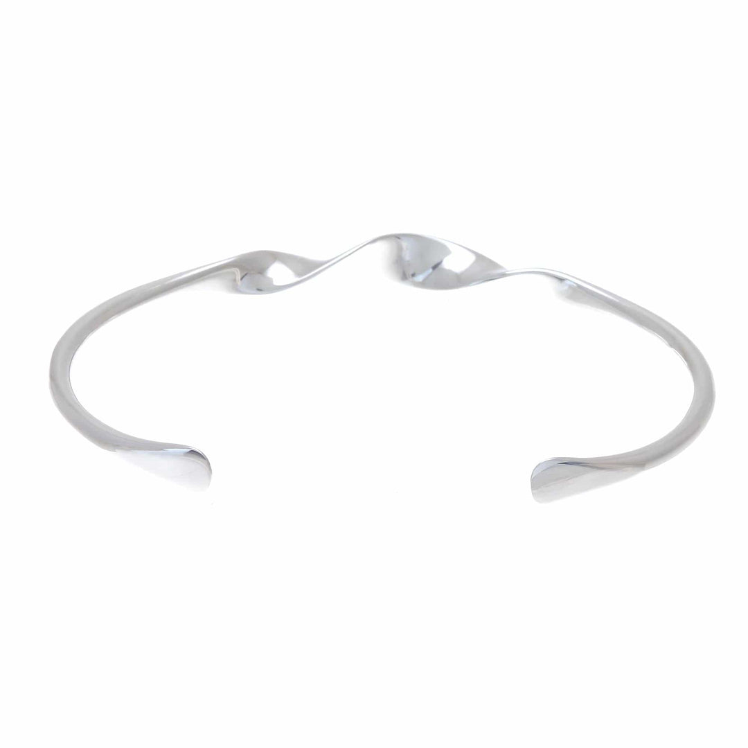 Handmade Modern Sterling Silver Cuff Bracelet - Ribbon Twist