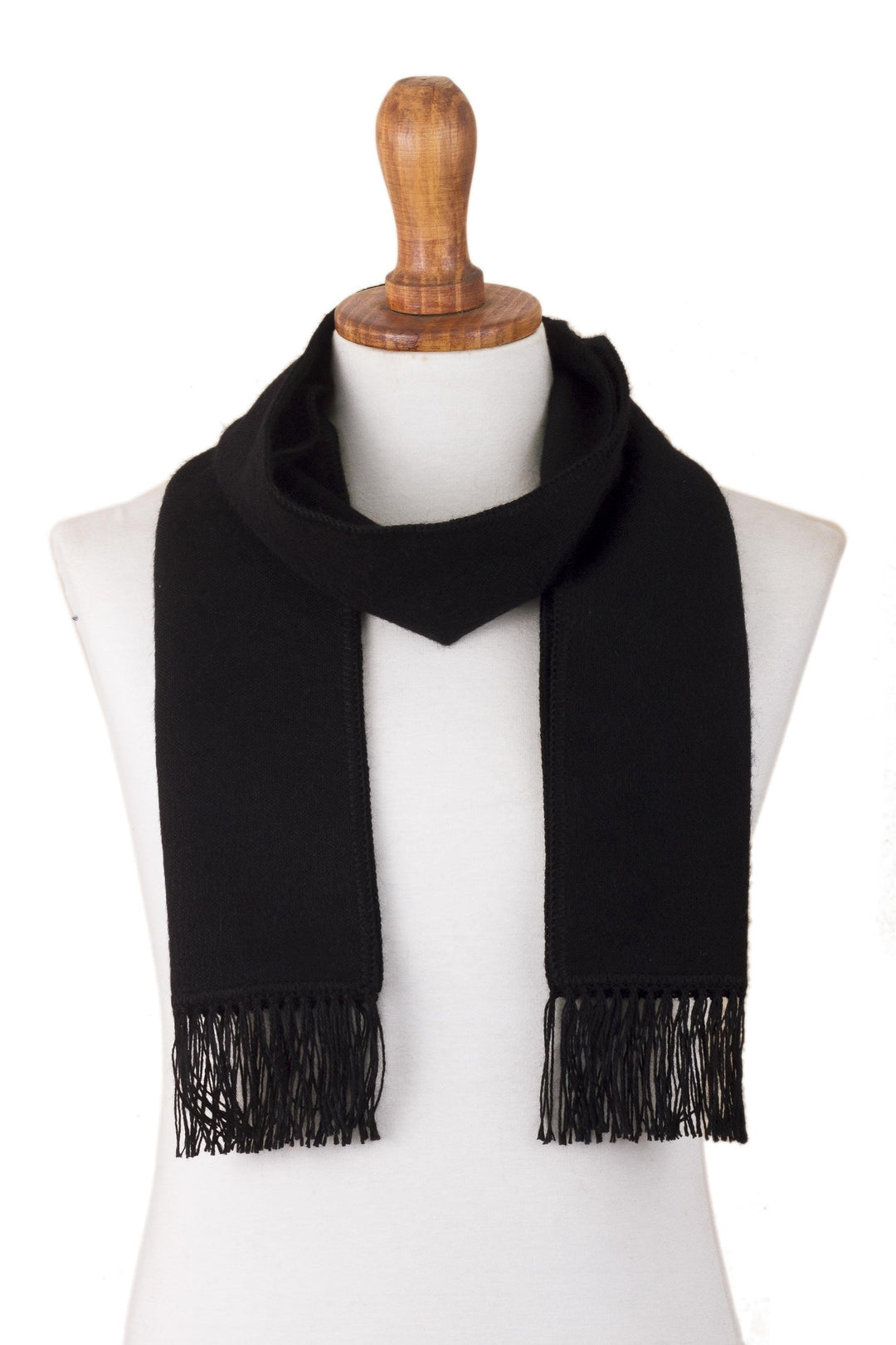 Alpaca Blend Wrap Scarf in Black from Peru - Black Gift of Warmth