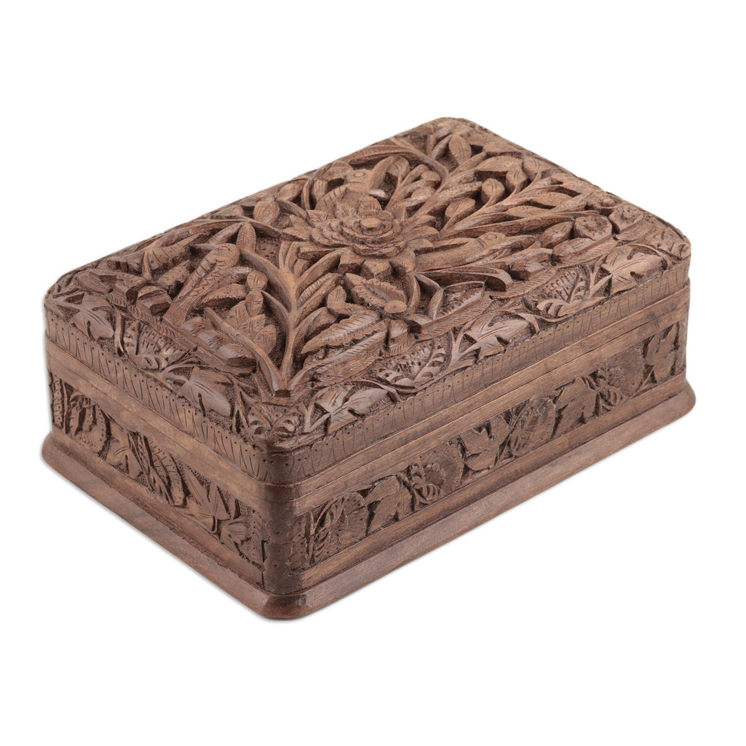 Walnut wood jewelry box - Woodpecker Flowers