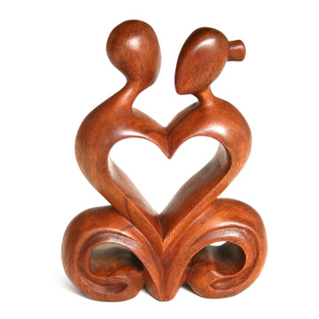 Handcrafted Romantic Wood Sculpture - One Heart