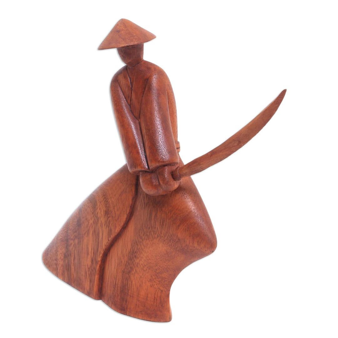 Handcrafted Wood Sculpture - Indonesian Samurai