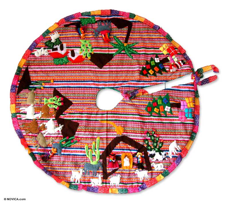 Applique Christmas tree skirt - Noel