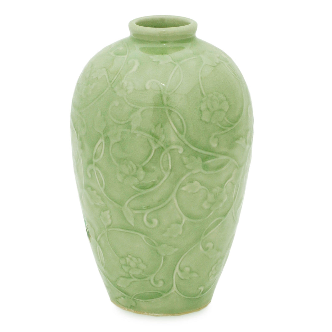 Fair Trade Green Celadon Ceramic Vase - Wildflower