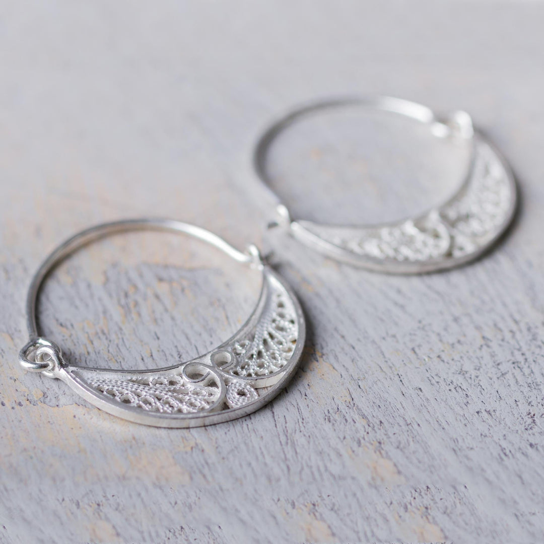 Collectible Sterling Silver Filigree Earrings - Fiesta