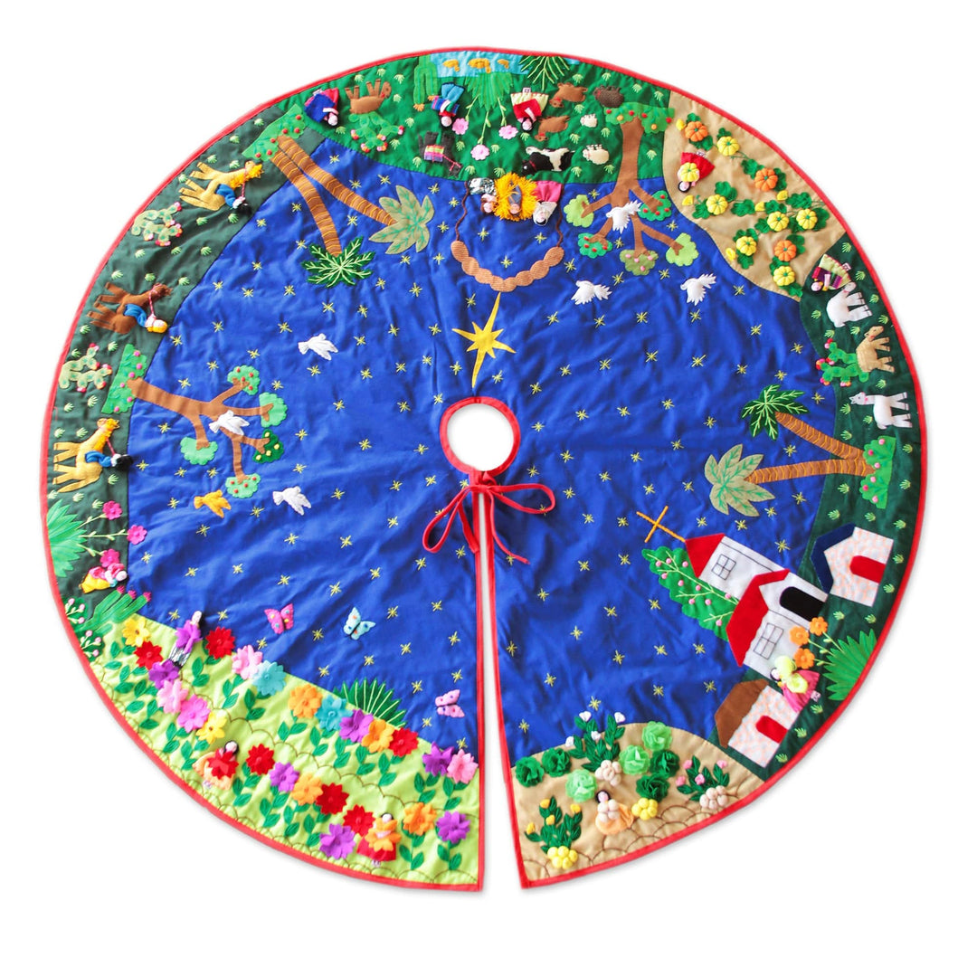 Applique Christmas tree skirt - Holy Night