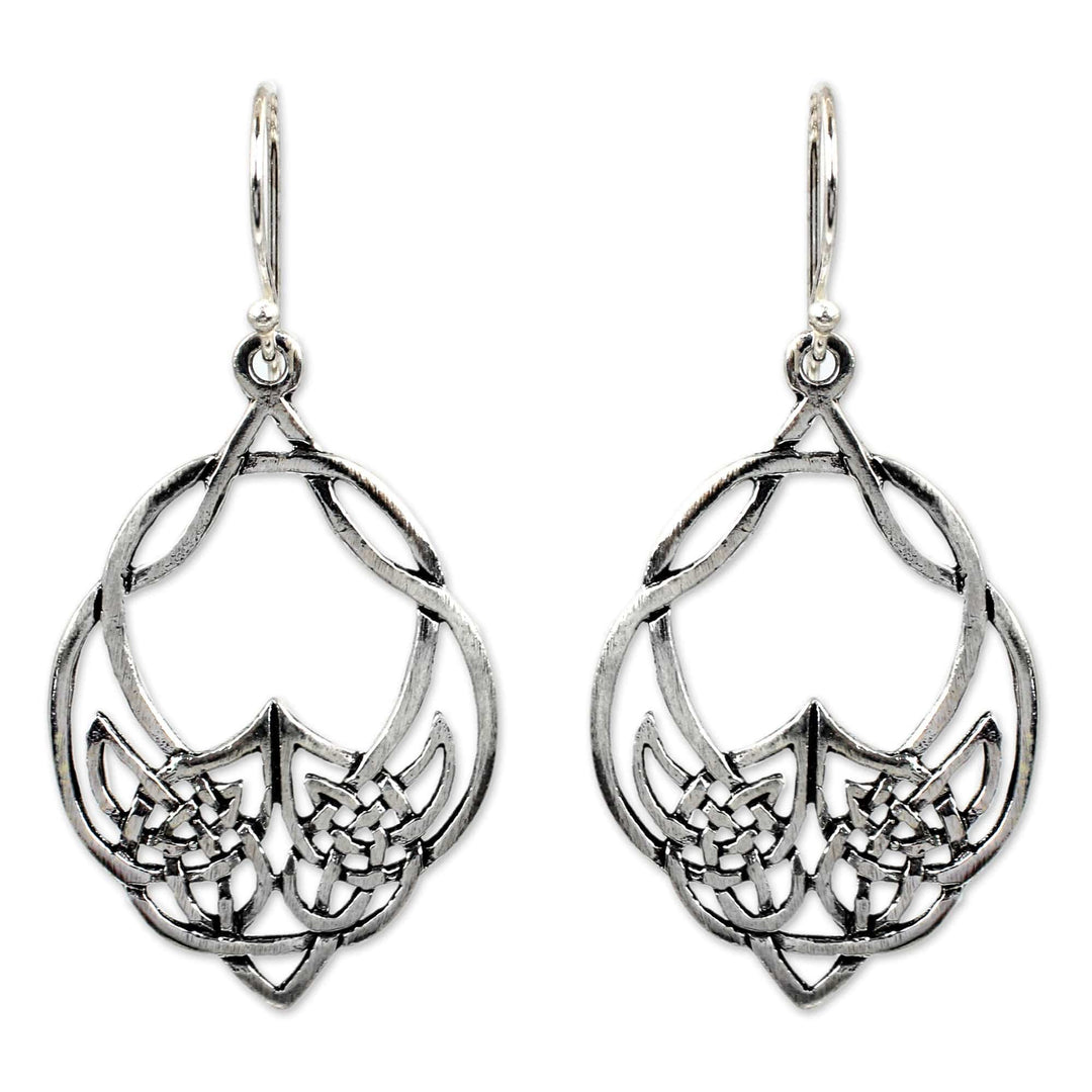 Handcrafted Sterling Silver Dangle Earrings - Lotus Lace