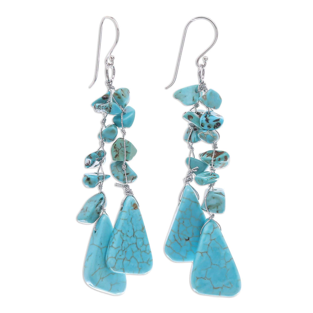 Unique Turquoise Colored Waterfall Earrings - Falling Rain