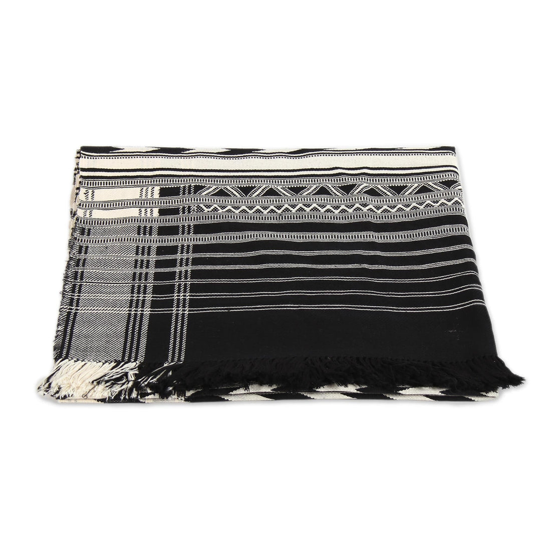 Cotton Striped Throw - Monochrome Symmetry