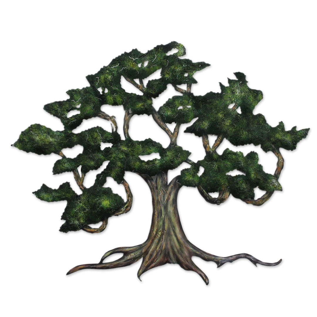 Unique Hand Painted Mexican Steel Wall Art (Large) - Ancient Shade Tree