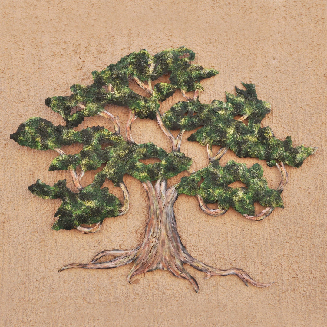 Unique Hand Painted Mexican Steel Wall Art (Large) - Ancient Shade Tree