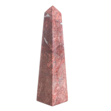 Unique Gemstone Red Obelisk Sculpture - Inner Fire