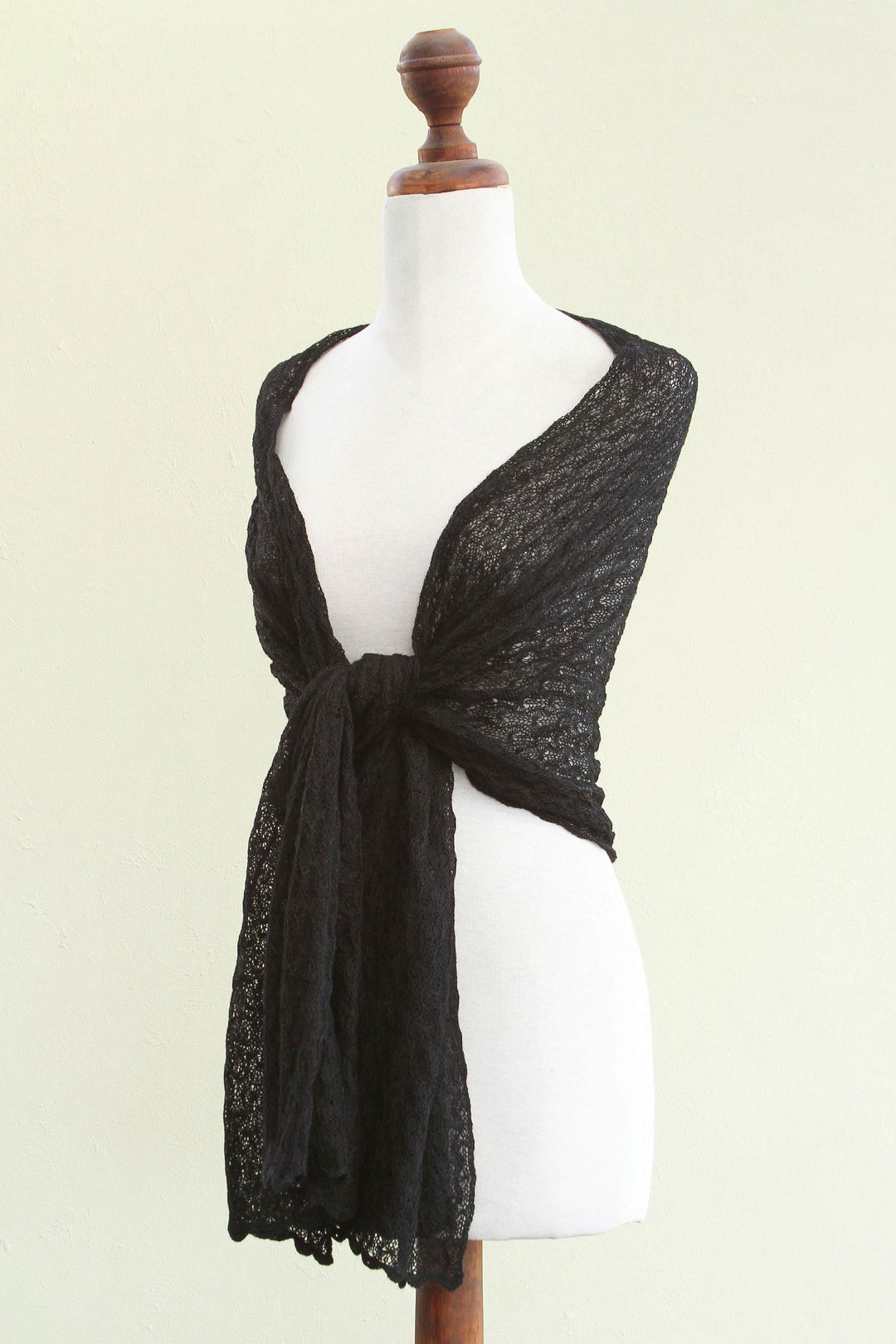 Alpaca Wool Solid Shawl from Peru - Muse in Black