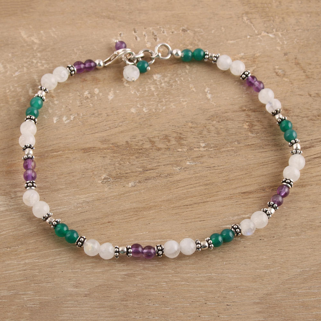 Amethyst and Rainbow Moonstone Anklet - Head Over Heels
