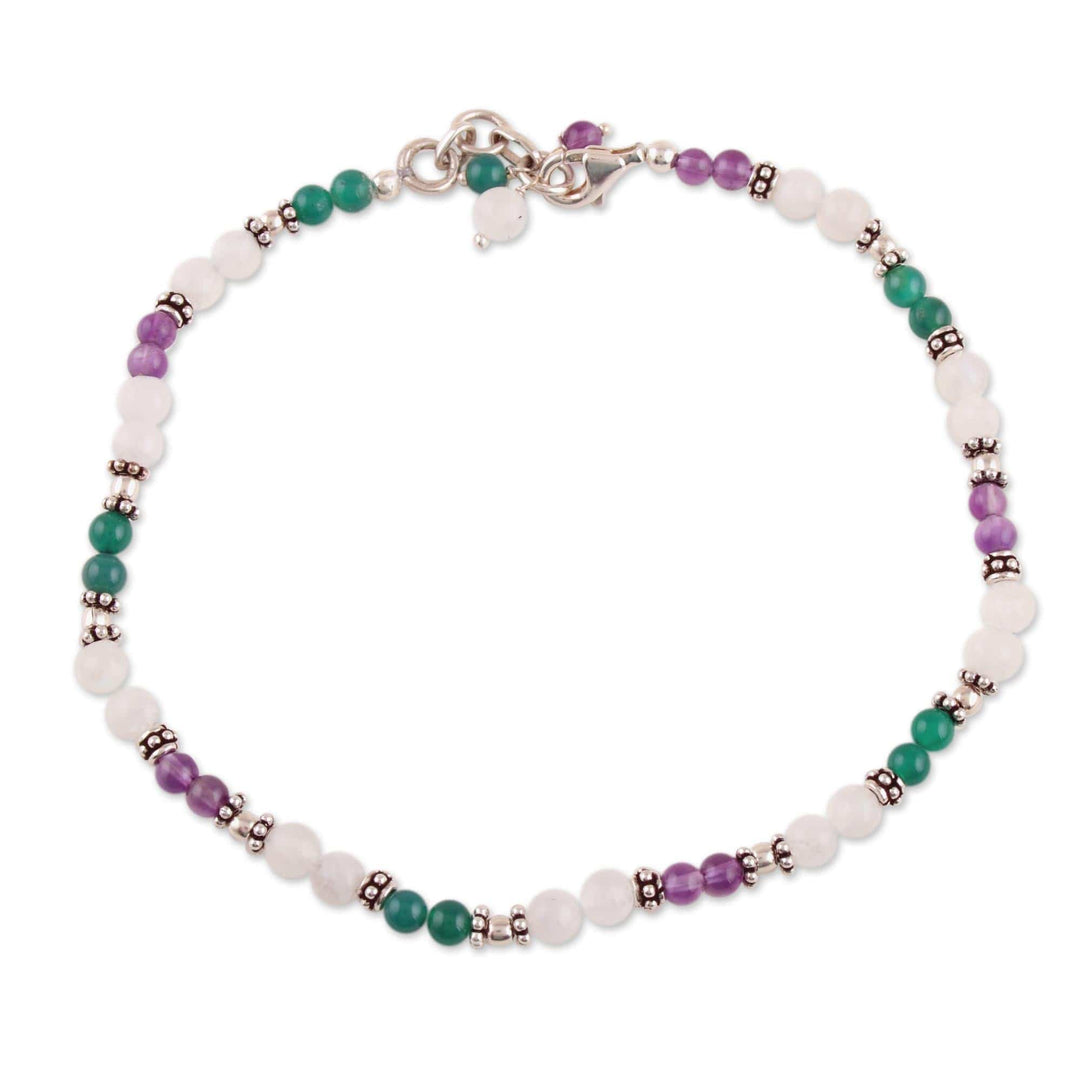 Amethyst and Rainbow Moonstone Anklet - Head Over Heels
