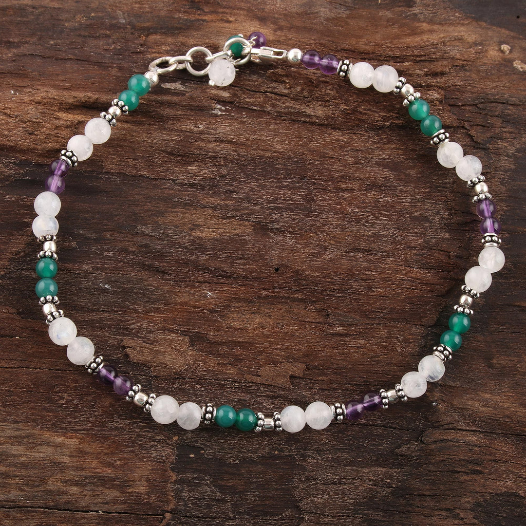 Amethyst and Rainbow Moonstone Anklet - Head Over Heels
