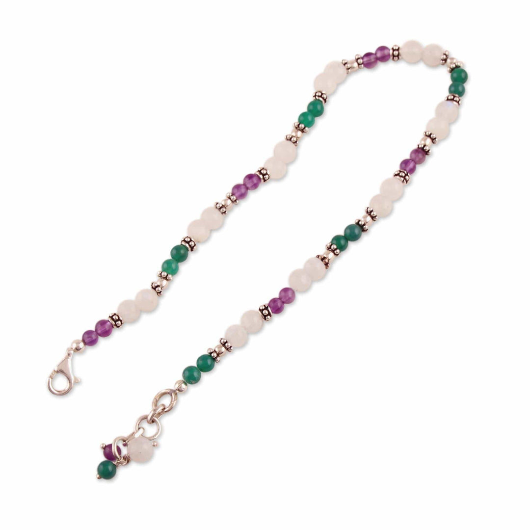 Amethyst and Rainbow Moonstone Anklet - Head Over Heels