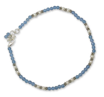 Chalcedony and Cultured Pearl Anklet - View of the Sky