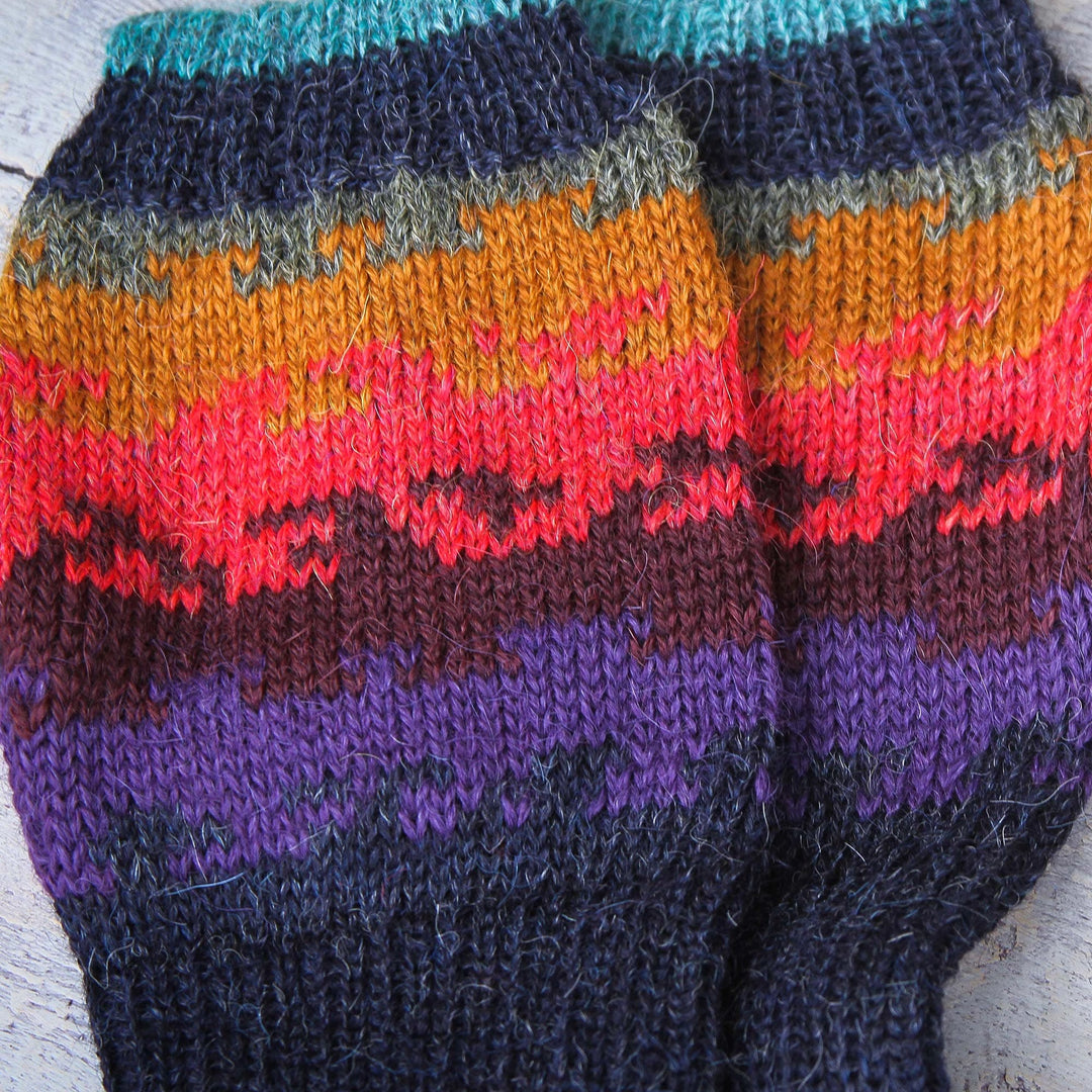Hand Crafted Alpaca Wool Gloves - Andean Twilight