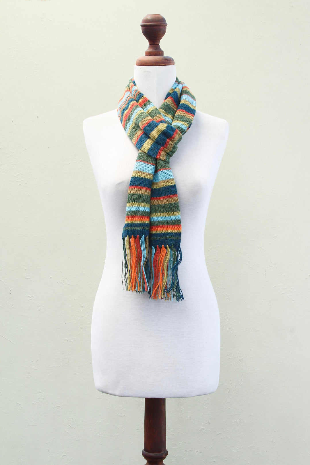 Collectible Alpaca Wool Striped Scarf - Andean Sunrise