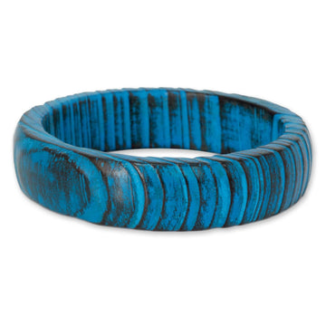 Hand Crafted Mango Wood Bangle Bracelet - Delhi Skies