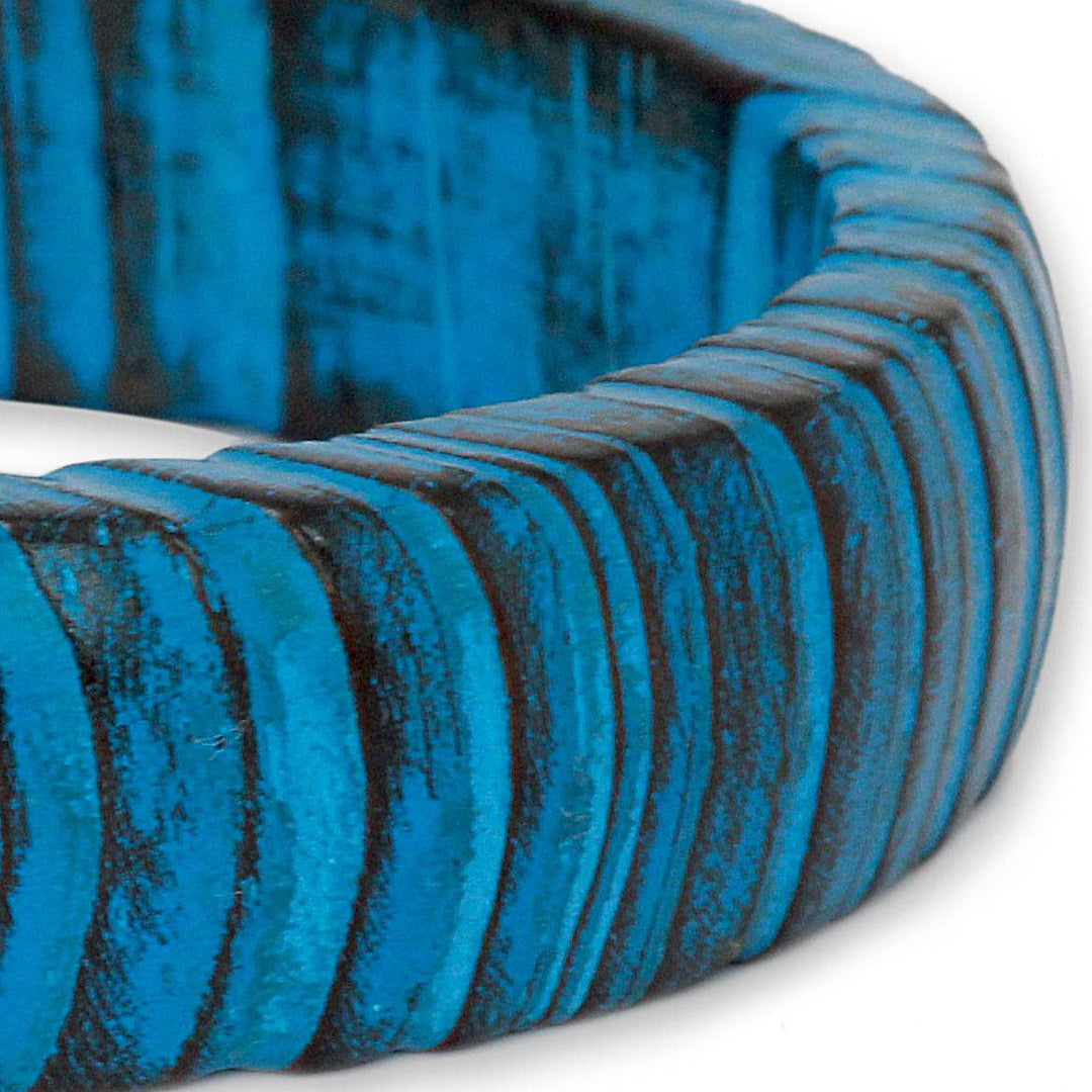 Hand Crafted Mango Wood Bangle Bracelet - Delhi Skies