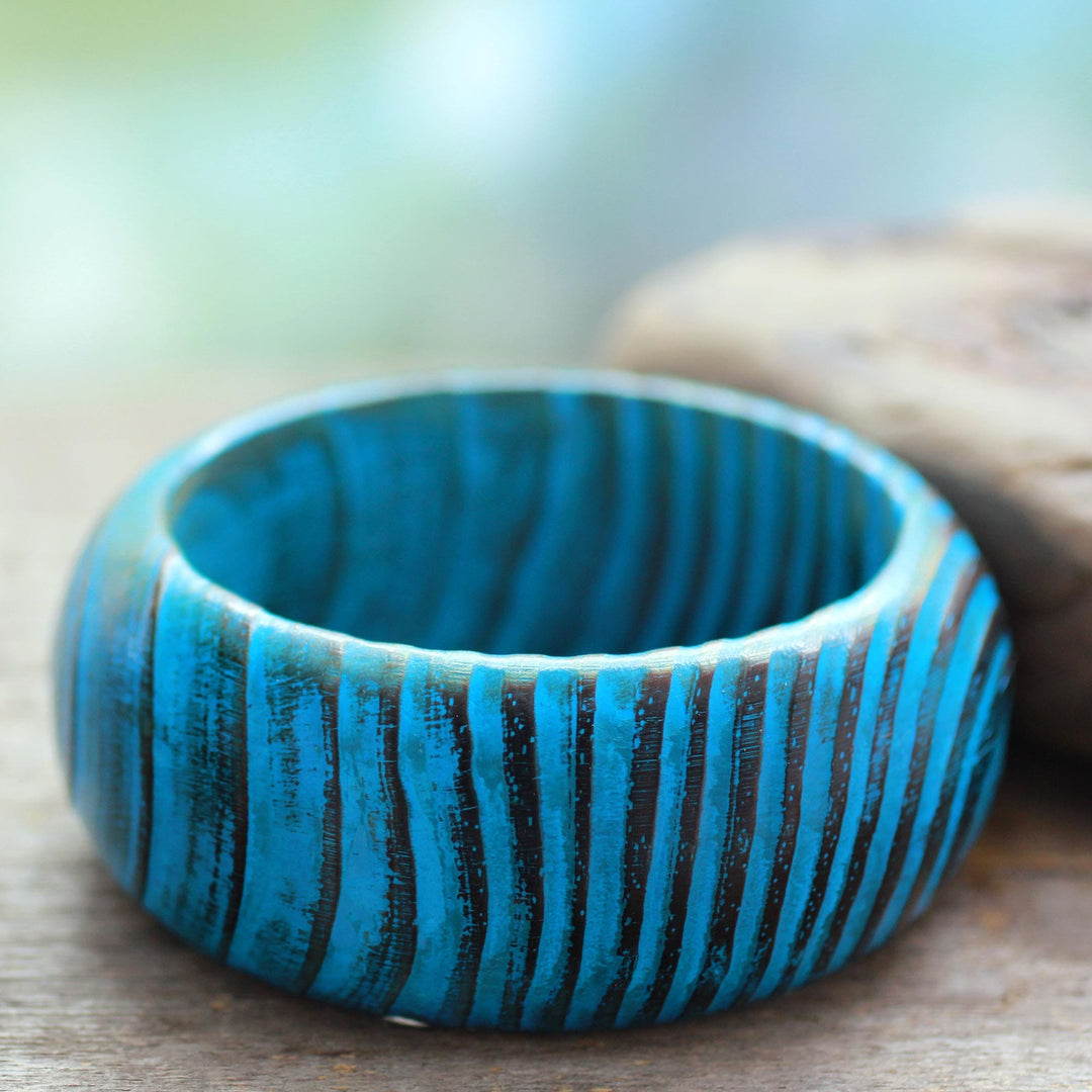 Wood bangle bracelet - Ocean Empress