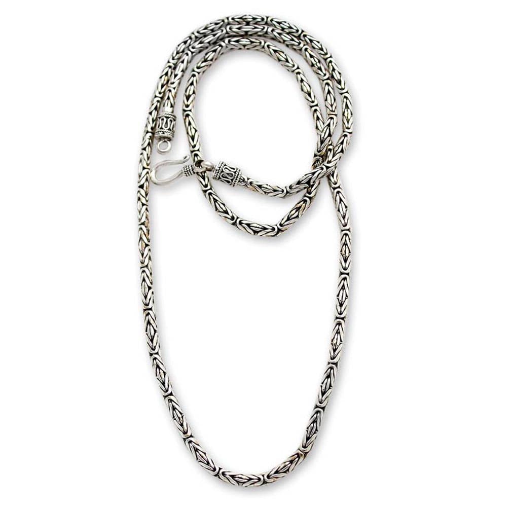 Artisan Crafted Sterling Silver Chain Necklace (20 Inch) - Borobudur Collection II