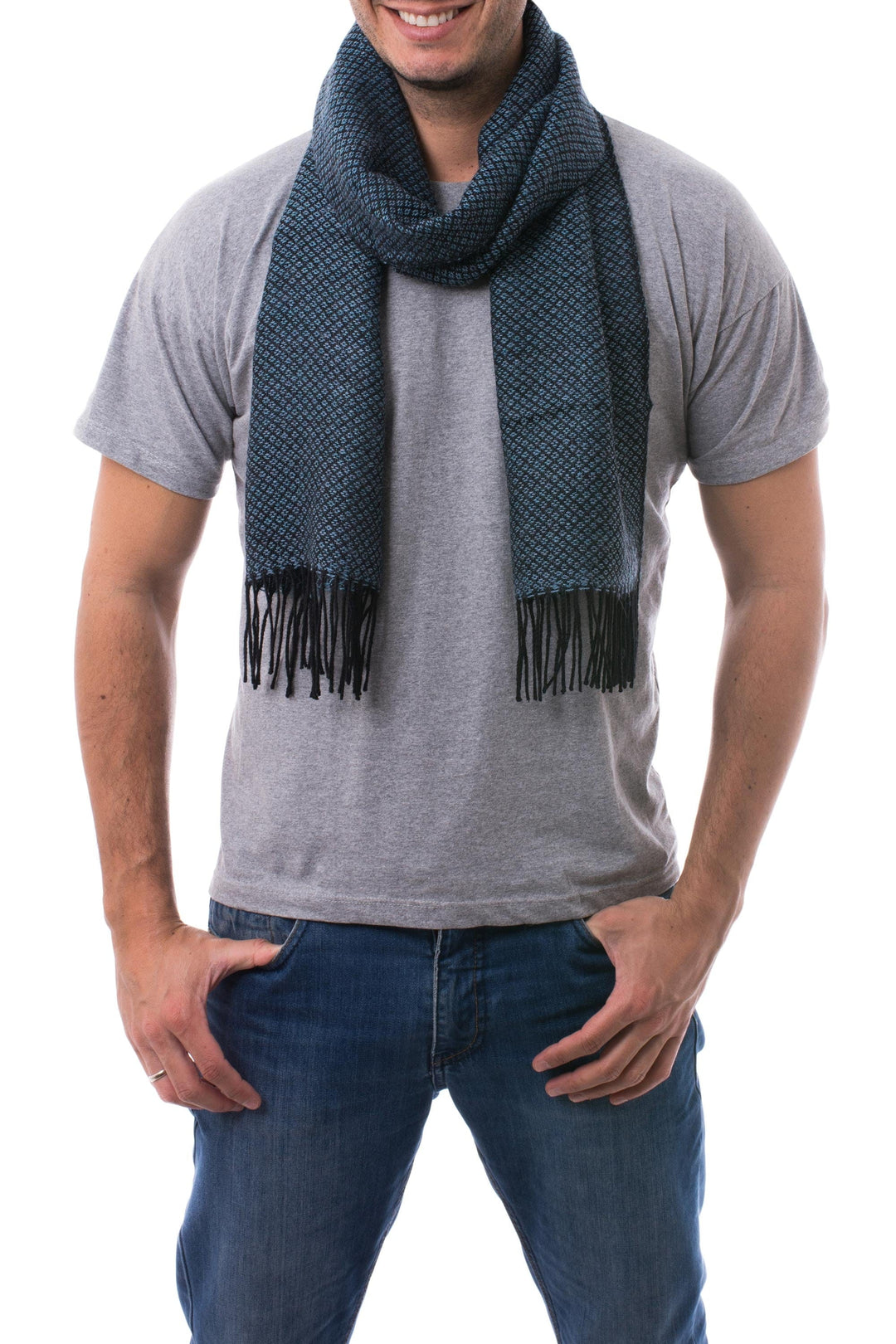 Men's 100% alpaca scarf - Lake Arapa Night
