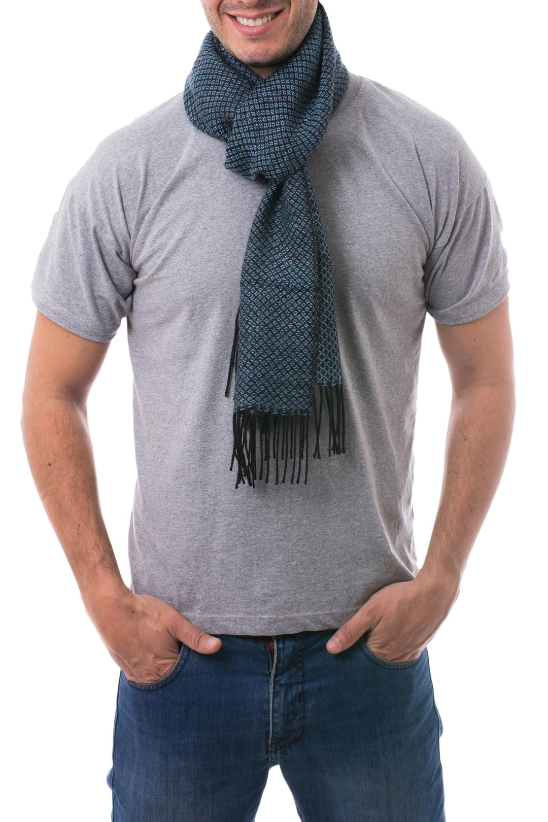 Men's 100% alpaca scarf - Lake Arapa Night