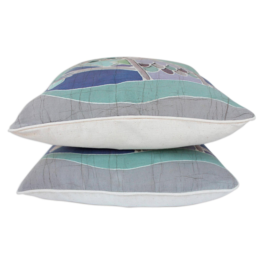 Artisan Crafted Cotton Cushion Covers (Pair) - Mischievous Owls