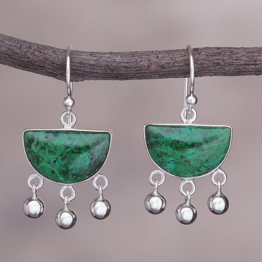 Hand Made Sterling Silver Chrysocolla Dangle Earrings - Beautiful Universe