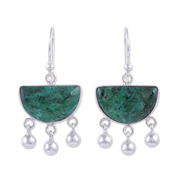 Hand Made Sterling Silver Chrysocolla Dangle Earrings - Beautiful Universe