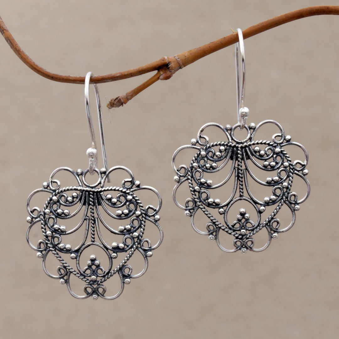 Hand Made Sterling Silver Heart Earrings - Valentine Vine