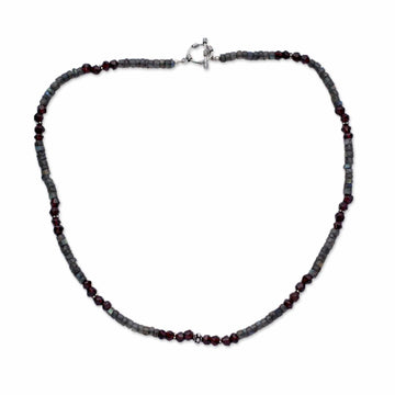 Labradorite and garnet beaded necklace - Orissa Harmony