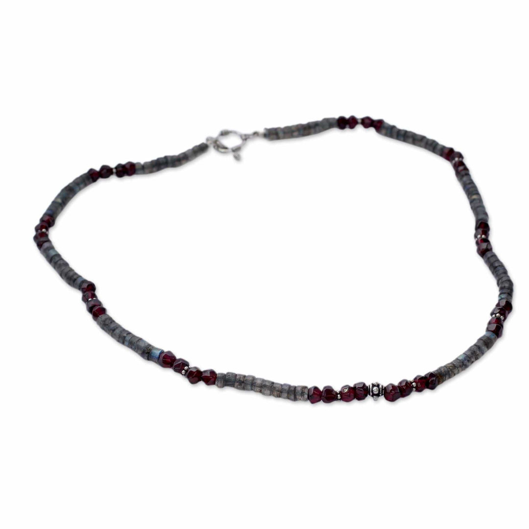 Labradorite and garnet beaded necklace - Orissa Harmony