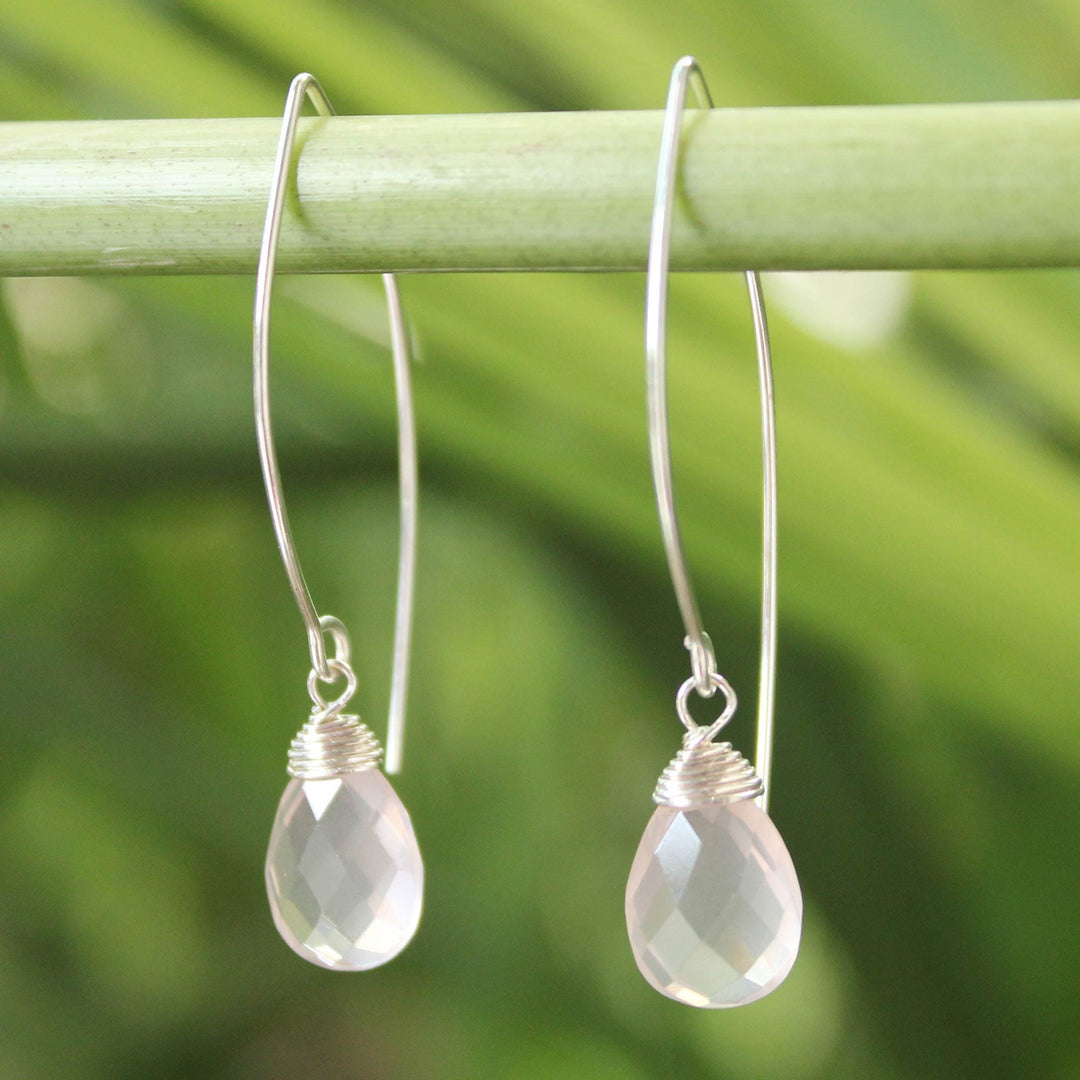 Rose quartz dangle on sale earrings