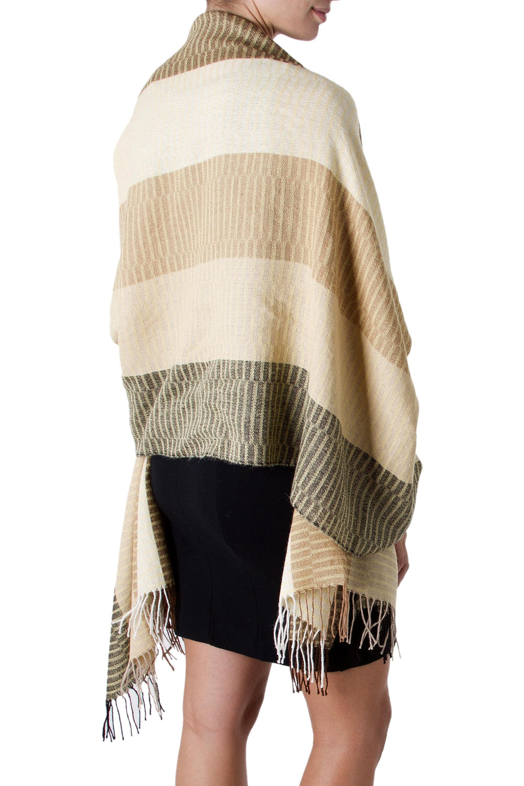 Handmade Peruvian Alpaca Wool Patterned Shawl - Huancayo Warmth