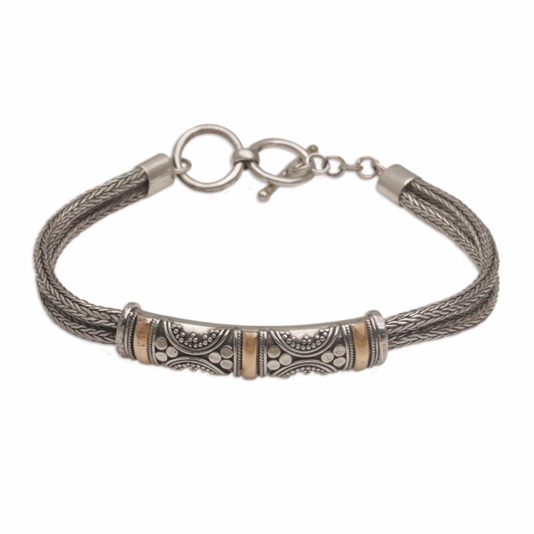 Handmade Sterling Silver and 18k Gold Bracelet - Balinese Garden