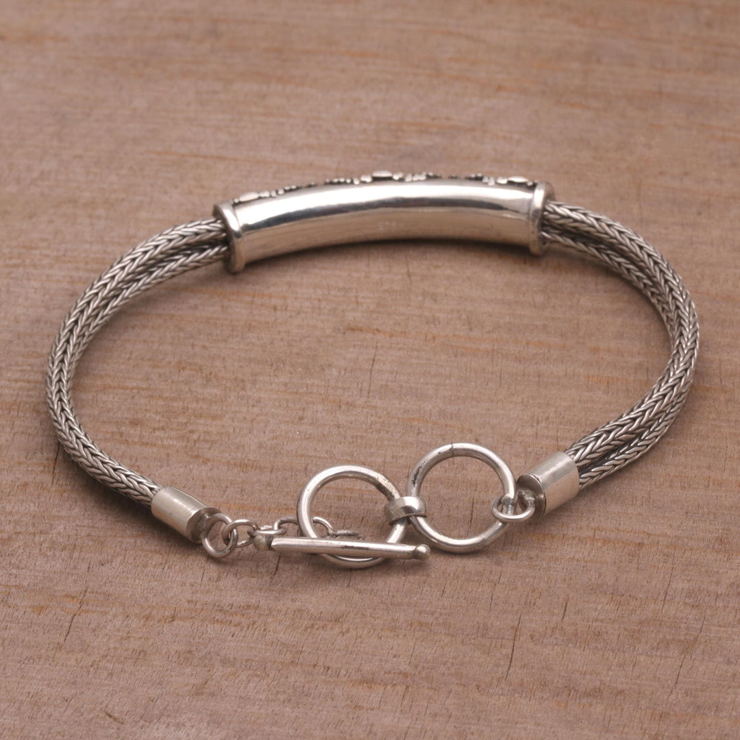 Handmade Sterling Silver and 18k Gold Bracelet - Balinese Garden